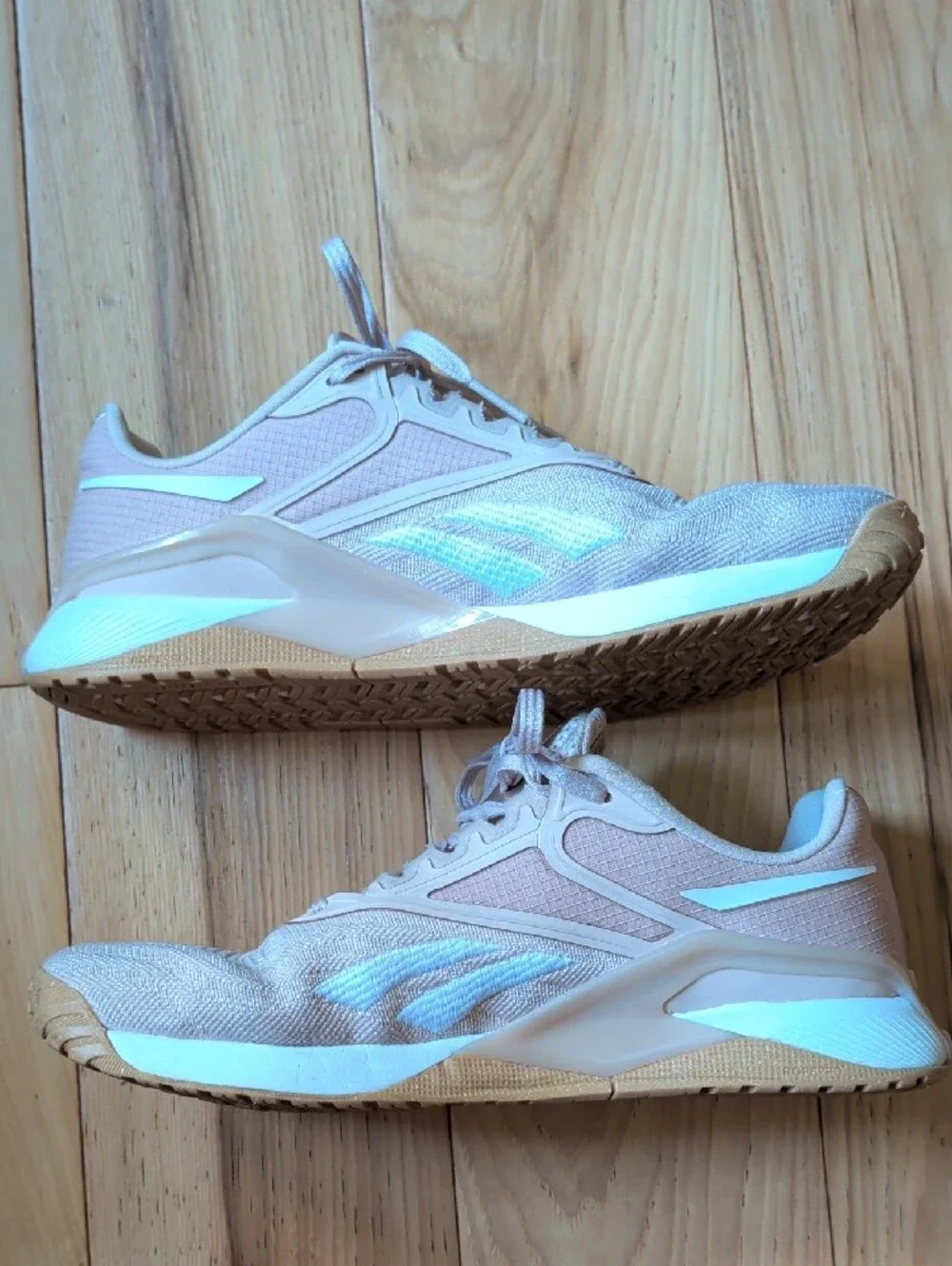 Reebok Light Beige Knit Lace-Up Sneakers